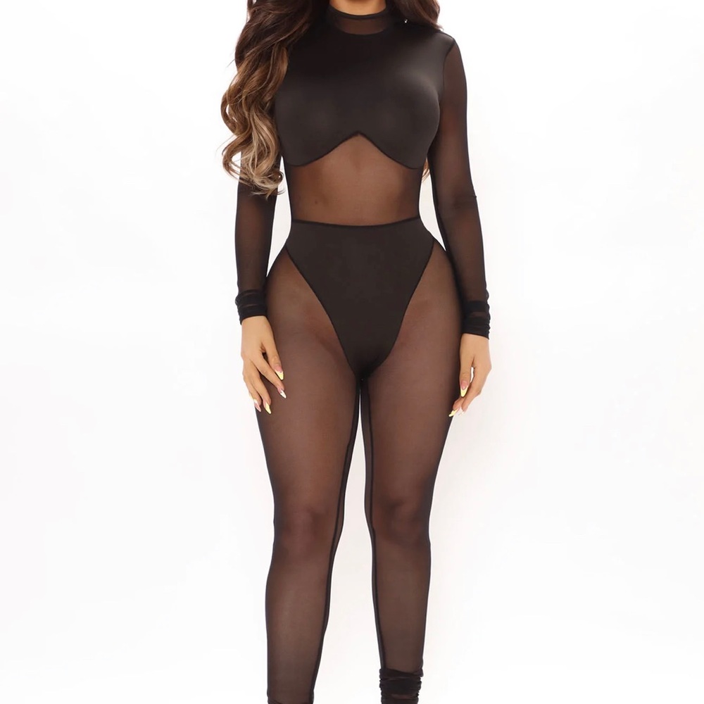 Fashion Nova — Brand new black mesh jumpsuit